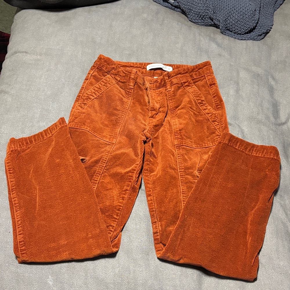 Altar'd State Orange Corduroy Straight-Leg Pants